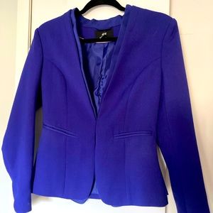 H&M collarless cobalt blue blazer, size 8